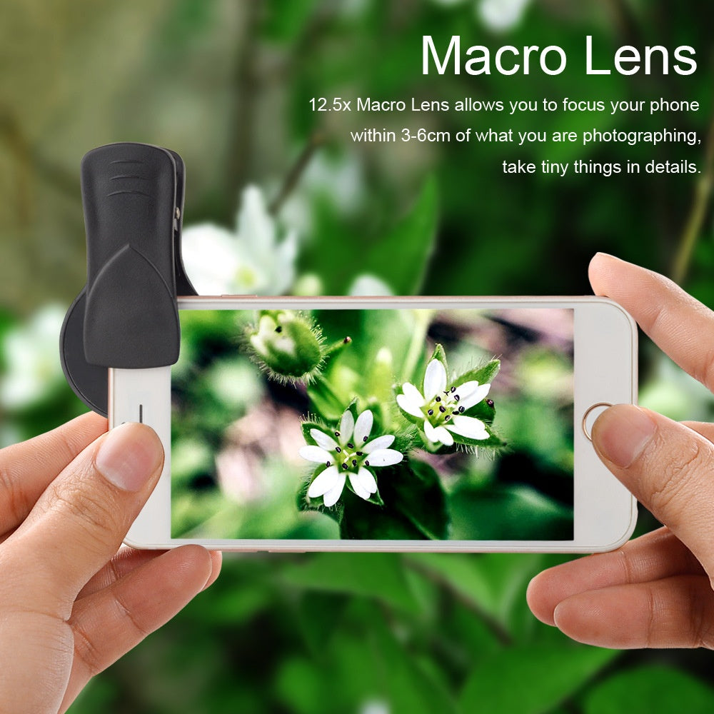 045x Universal Wide Angle 125x Macro External Mobile Phone Lens