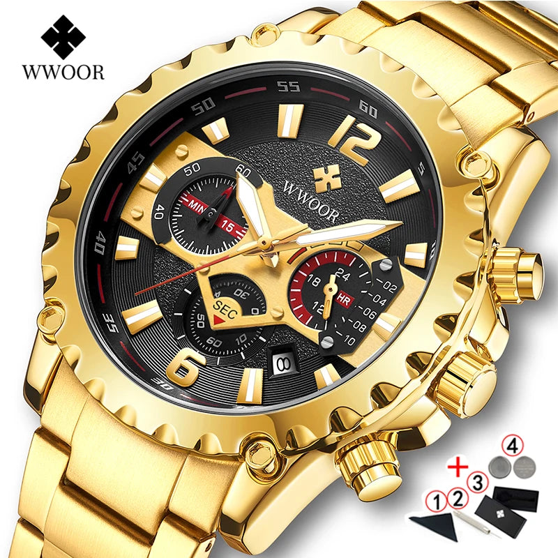 Wwoor Watch Men 2020 Luxury Brand Sport Gold Men Wristwatch Chronograph