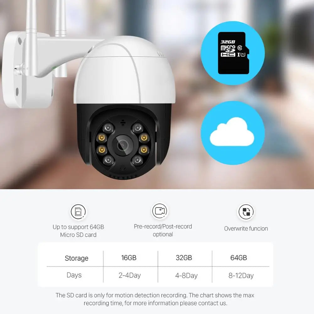 5MP PTZ Wifi CCTV Camera Outdoor HD 1080P 4X Zoom Ai