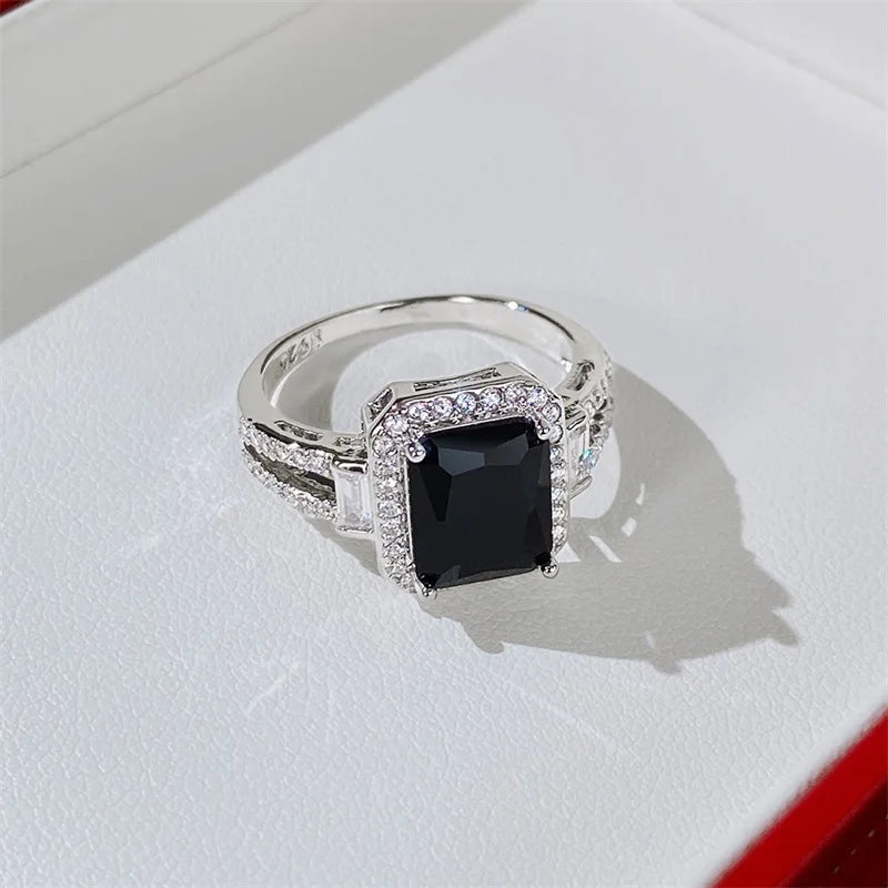 CAOSHI Women/Men Wedding Rings with Black Zirconia Fashionable Jewelry