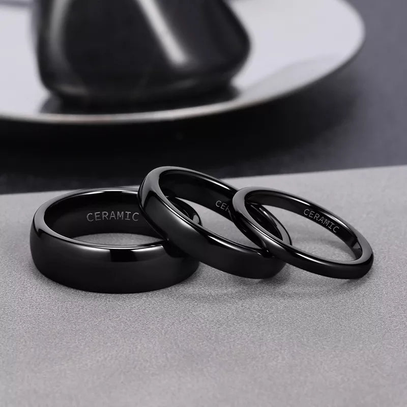 Kolmnsta 2/4/6mm Black Brushed Fashion Ceramic Wedding Rings