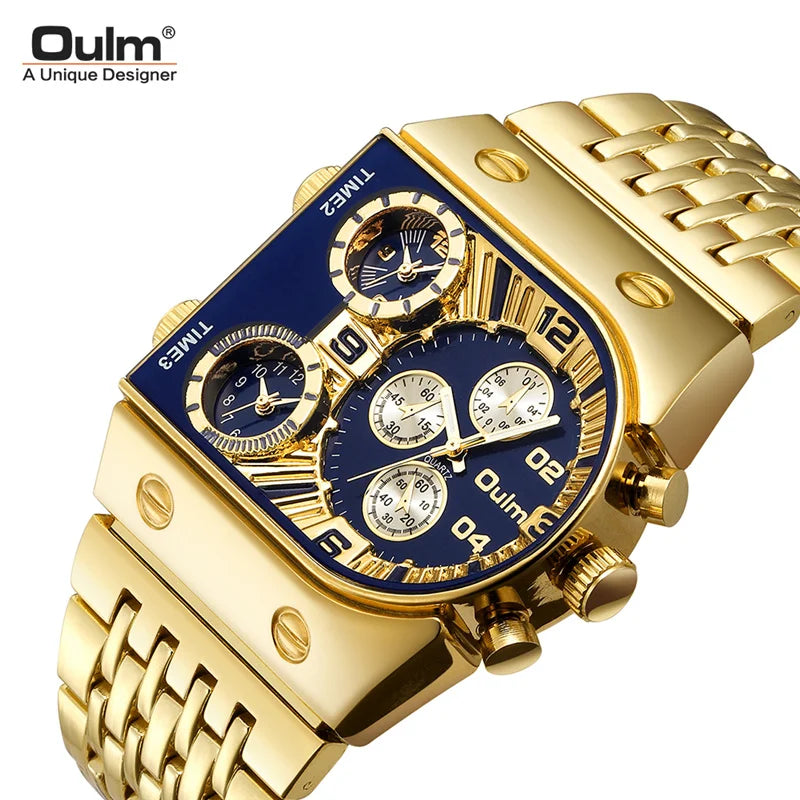 2024 New Oulm Quartz Watches Men Military Wristwatch Relogio Masculino