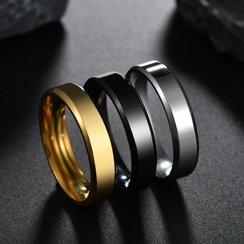 Lovers Gold Color Stainless Steel Simple Women Men Wedding rings