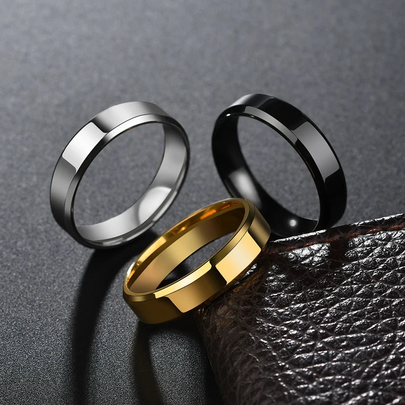 Lovers Gold Color Stainless Steel Simple Women Men Wedding rings