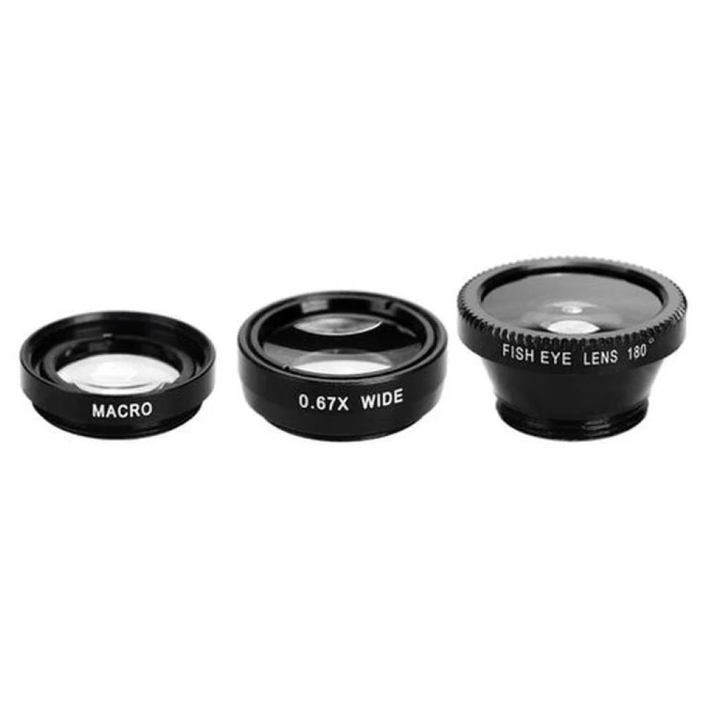 3 in 1 Clip on Universal 0.65X Wide Angle Fisheye Macro Lens for Mobile Phone