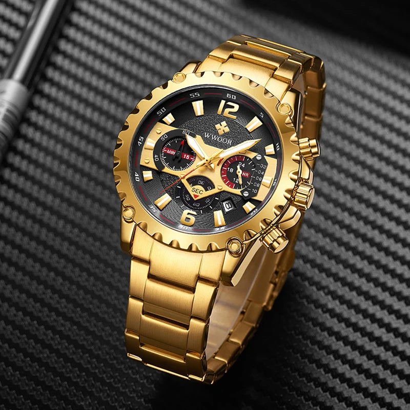 Wwoor Watch Men 2020 Luxury Brand Sport Gold Men Wristwatch Chronograph