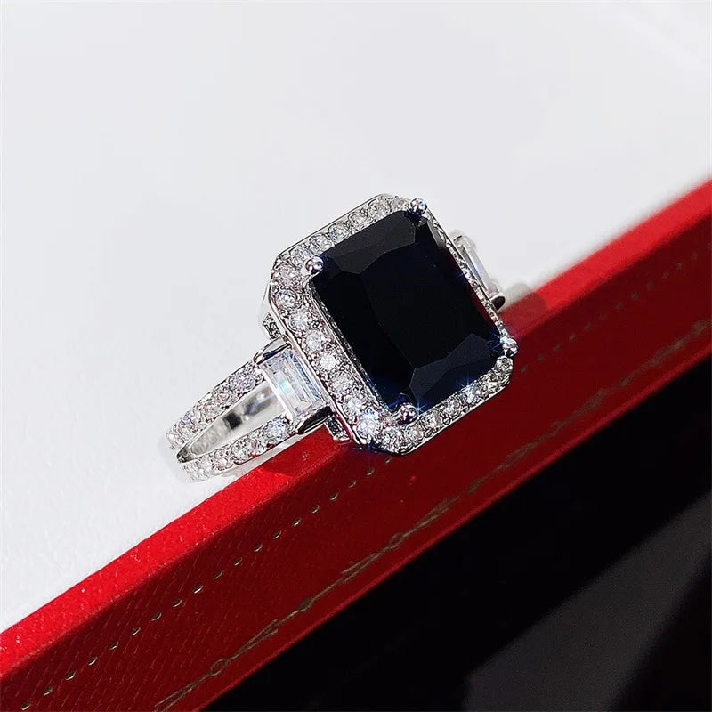 CAOSHI Women/Men Wedding Rings with Black Zirconia Fashionable Jewelry