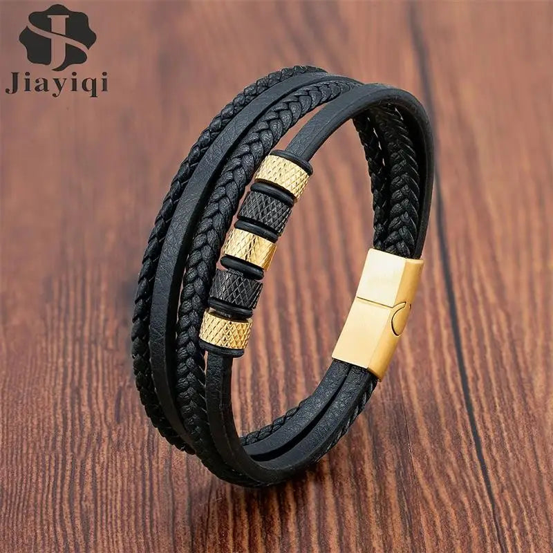 Luxury Stainless Steel Beaded Bracelet Fashion Men's Jewelry