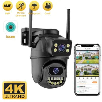 TAITAS Dual-Lens 4K WiFi Surveillance Camera – Powerful AI Security, Day and Night