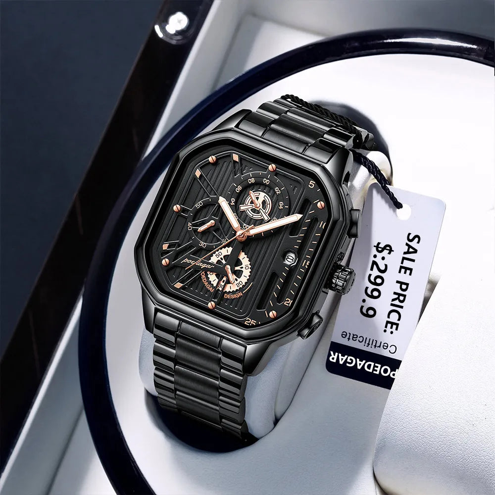 POEDAGAR Luxury Casual Male Watch Fashion Chronograph