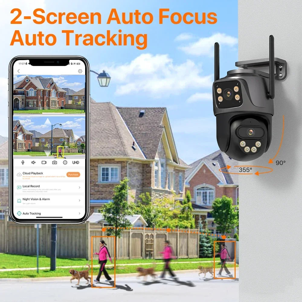 4K 8MP PTZ WIFI Dual Lens Dual Screen IP CCTV Camera Outdoor 4MP iCSee