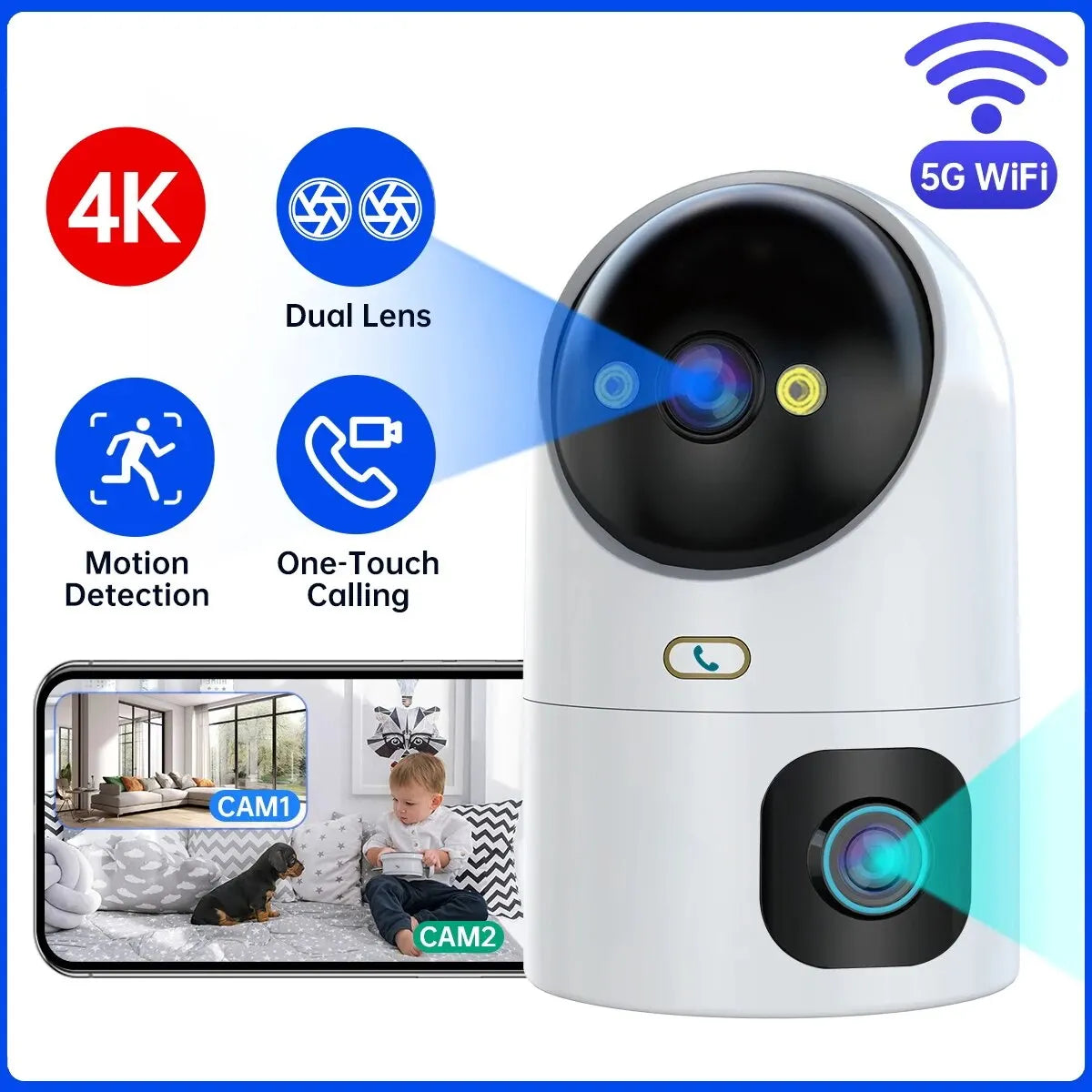 JOOAN Camera 10X Zoom Dual Lens Auto Tracking WiFi CCTV Camera