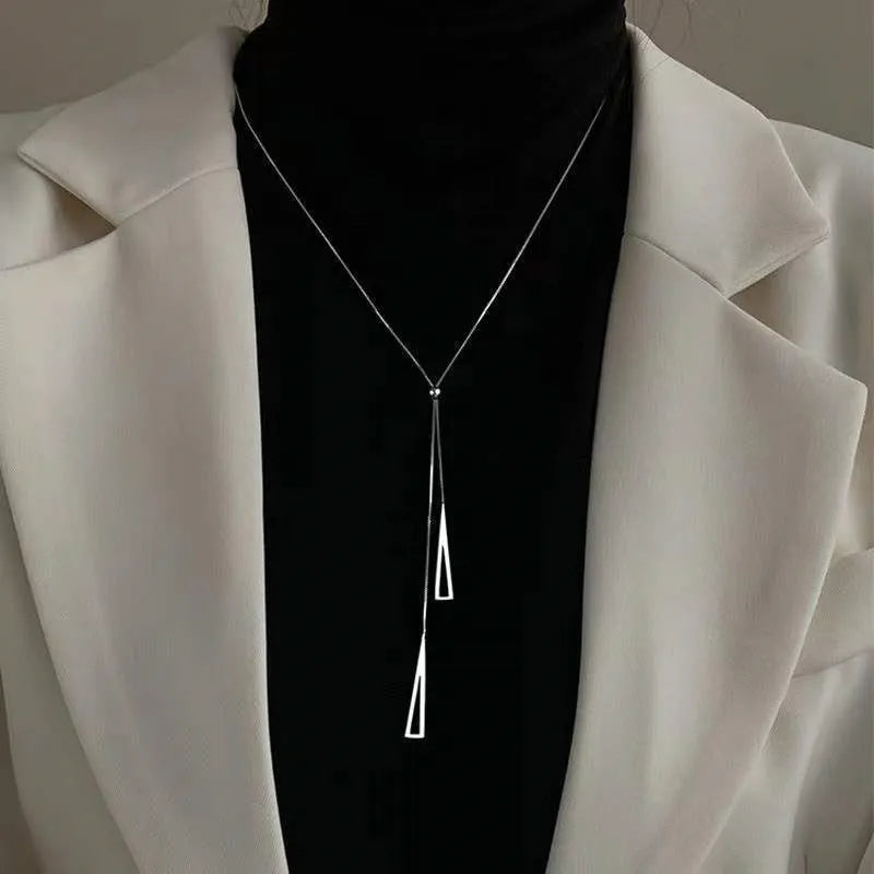 Female Sweater Box Chain Long Necklace