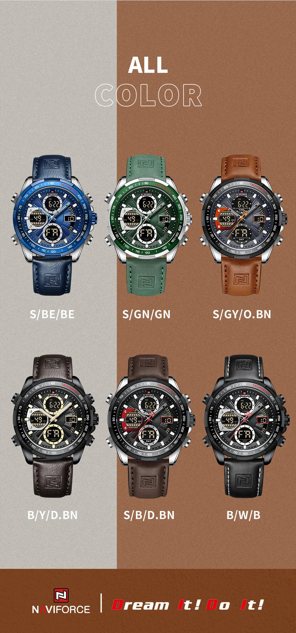 NAVIFORCE Military Watches for Men Luxury Sport Chronograph