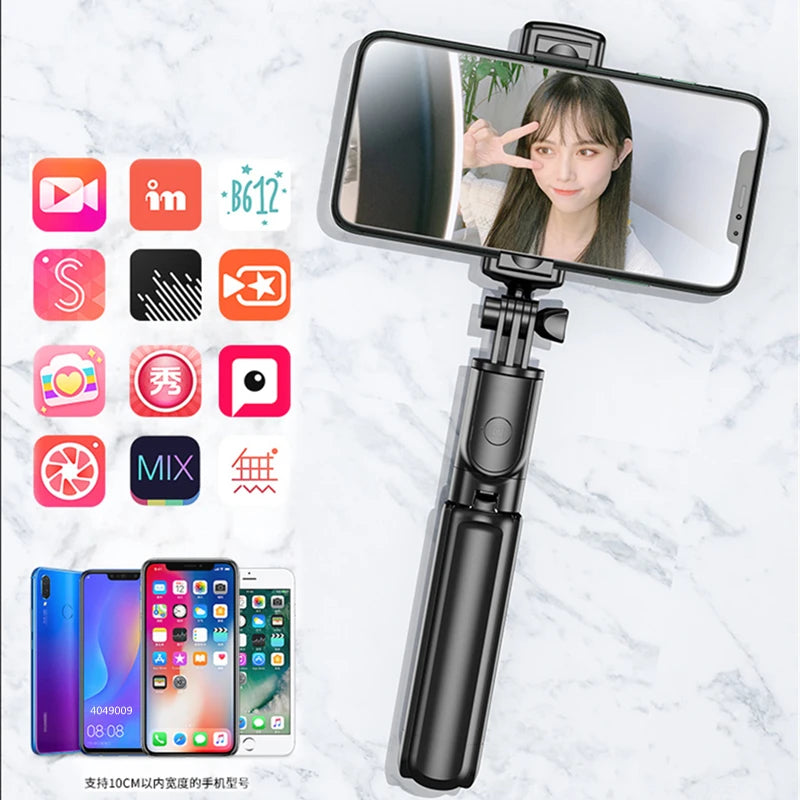 Wireless Selfie Stick Tripod With Remote Shutter Foldable Phone holder