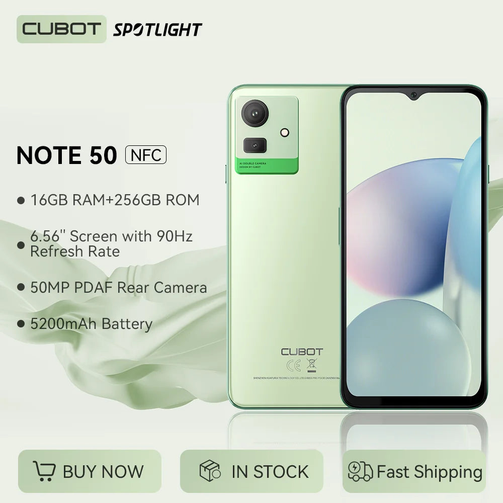 Cubot NOTE 50 Smartphone Android 13, 16GB RAM