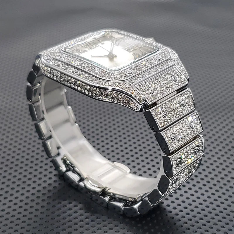 Ultrathin Fashion Crystal Male Watch Luxury Diamond Bracelet