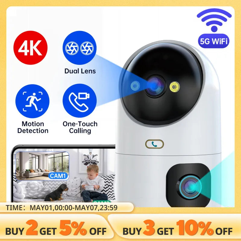 JOOAN 4K PTZ IP Camera 10X Zoom Dual Lens Auto Tracking WiFi CCTV