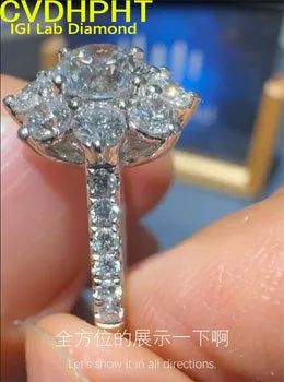 Very Luxury Soild Au750 18K White Gold RingIGI Lab Growing Diamond Ring Round D Color 1 2 3 4 5 Ct wedding ring Factory sell ﻿