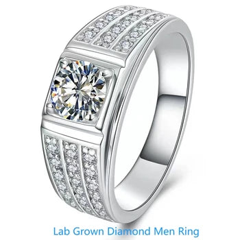 Platinum 950 Diamond 1ct CVD HPHT DEF Color VS-VVS Lab Grown Diamond Engagement Wedding Men Rings Annivery Gift With IGI
