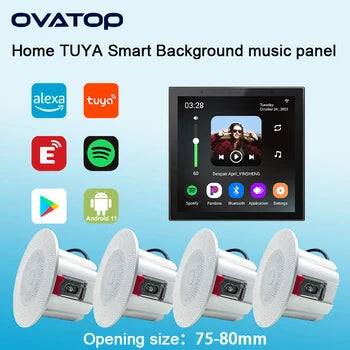 TUYA Smart Audio System – In-Wall Android 11 Amplifier with Stereo Ceiling Speaker Kit