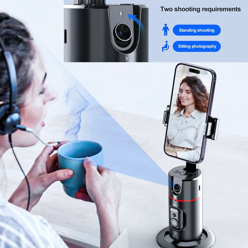 360 Face Phone Holder AI Shooting Selfie Stick Gimbal Stabilizer For Vlog Kit