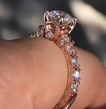 Custom Solid 14K Rose Gold Women Wedding Party Anniversary Engagement Ring 1 2 3 4 5 Carat Round Moissanite Diamond Ring Ribbon