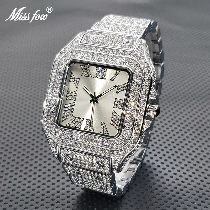 Ultrathin Fashion Crystal Male Watch Luxury Diamond Bracelet