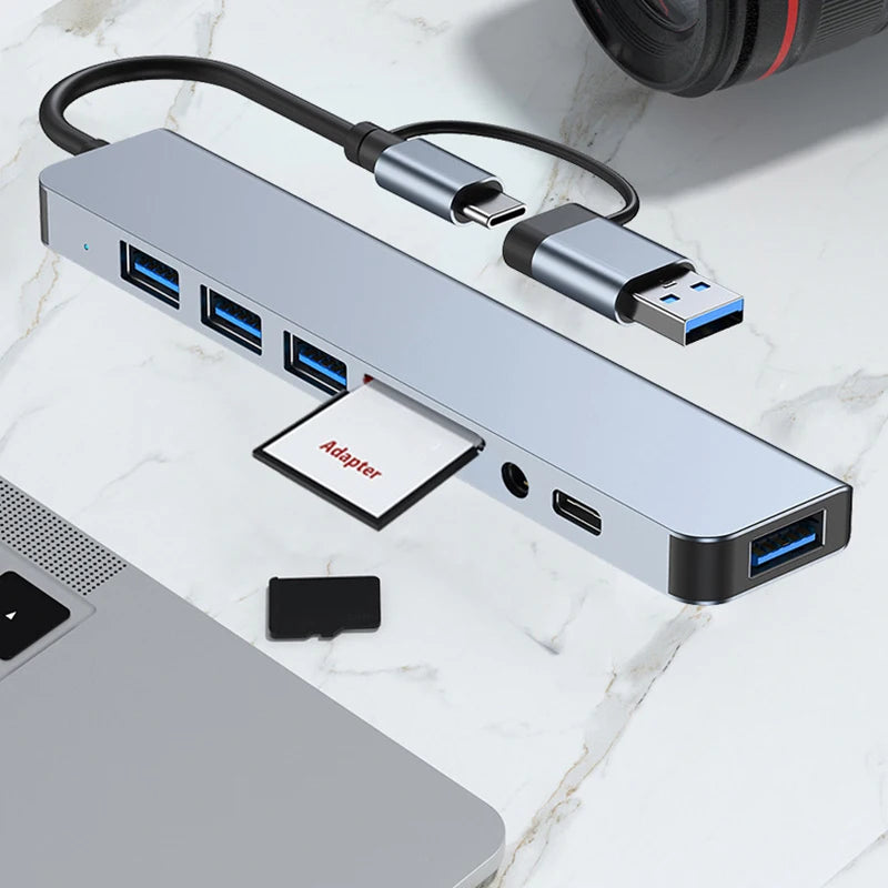 8-IN-2 USB HUB 3.0 USB C HUB Dock Station 5Gbps