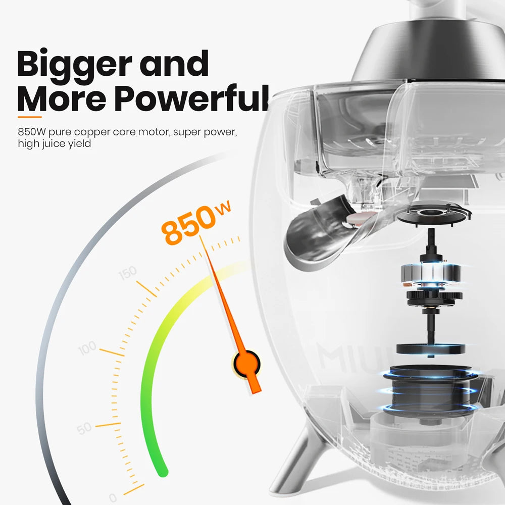 MIUI Citrus Electric Juicer,850W Stainless Steel Orange Lemon