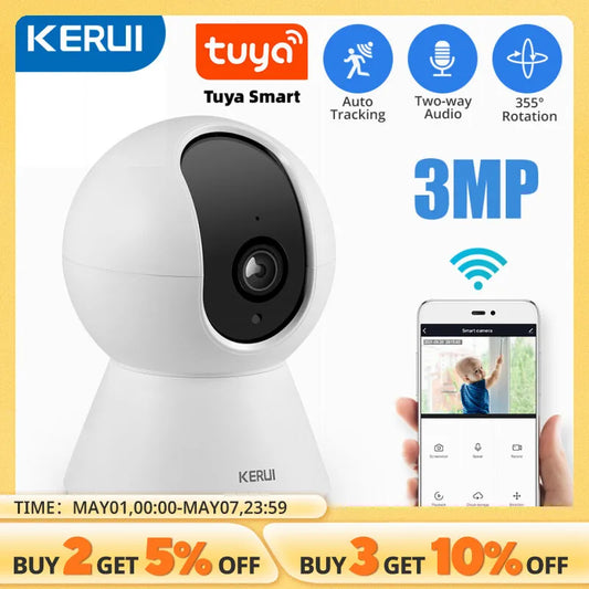 KERUI 3MP Smart Mini WiFi Wireless Home Security AI Human Detect CCTV