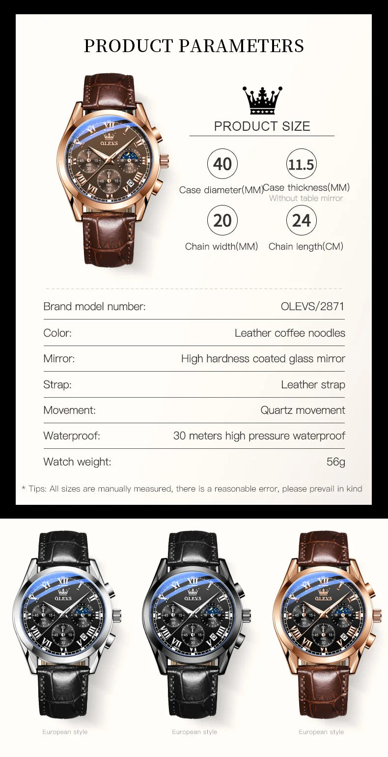 Reloj Hombre JSDUN Luxury Brand Men Watches Leather Strap Top Quartz